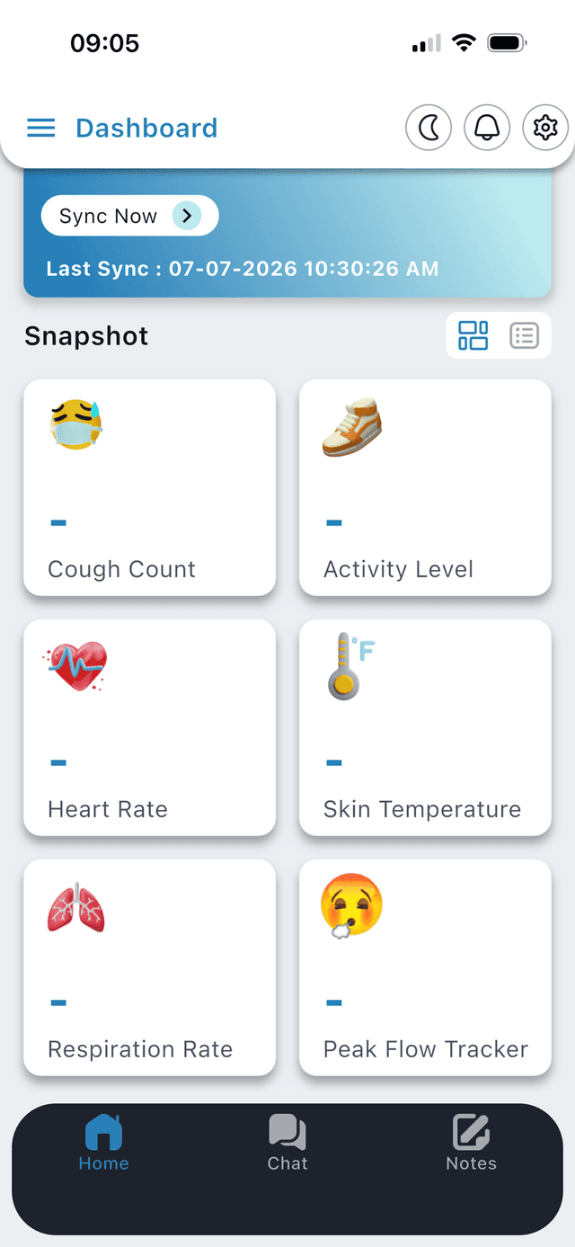 HCO companion app dashboard